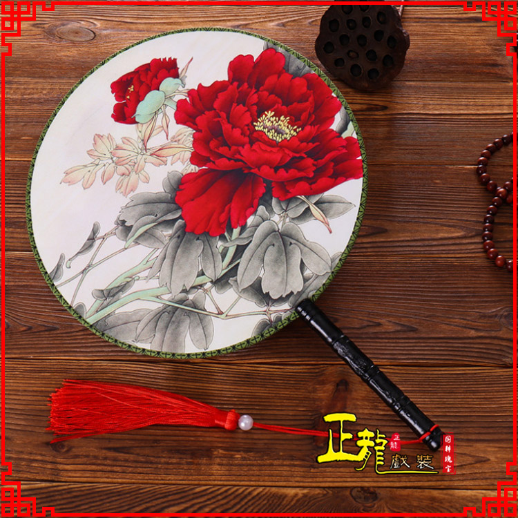 冕宁古典中国风团扇空白扇跳舞蹈扇 真丝宫扇