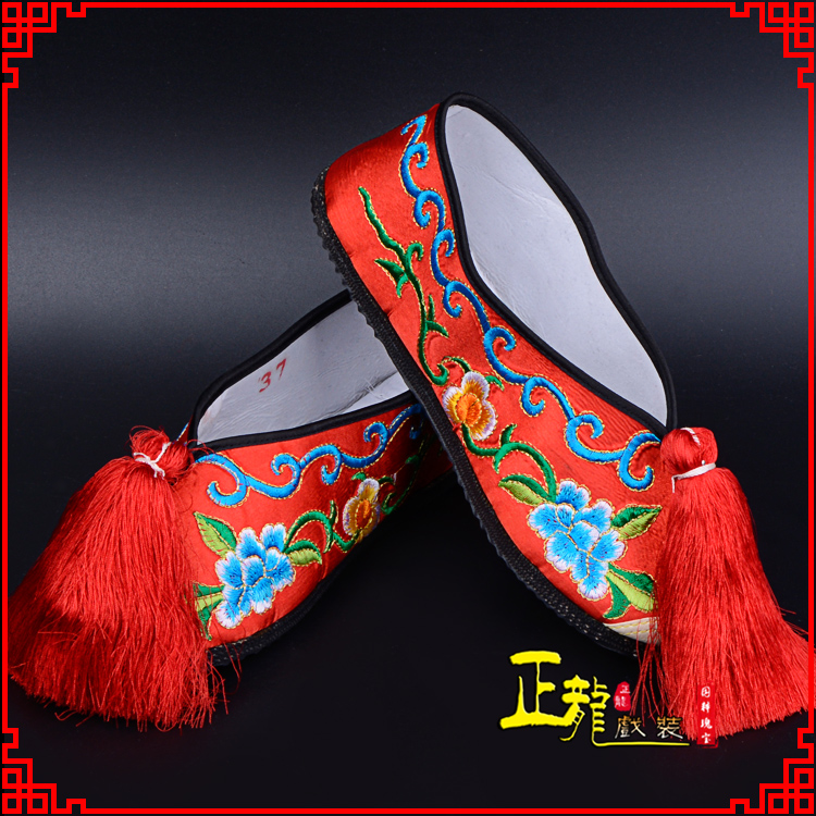 冕宁京剧越剧戏曲彩鞋花旦绣花 普平底彩鞋