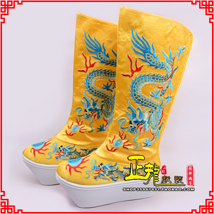冕宁皇帝龙靴变脸靴绣龙靴子厚底官靴 好龙高靴